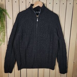 Immagini Black Wool Blend Knit Sweater. Zipup Made In Italy